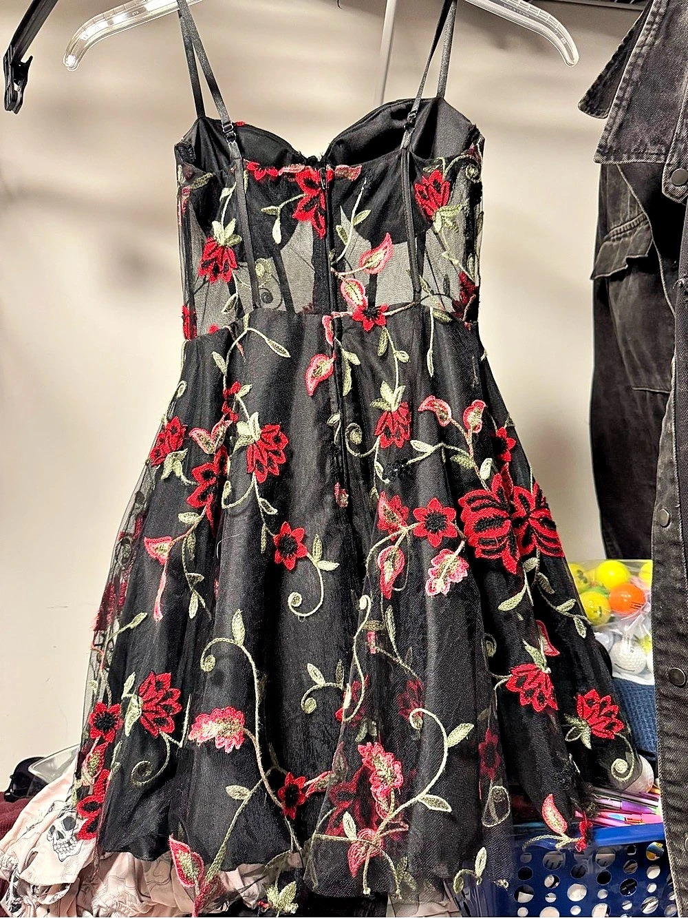 B Darlin Corset Top Embroidered Mesh Fit and Flare Dress Floral Mini Dress in